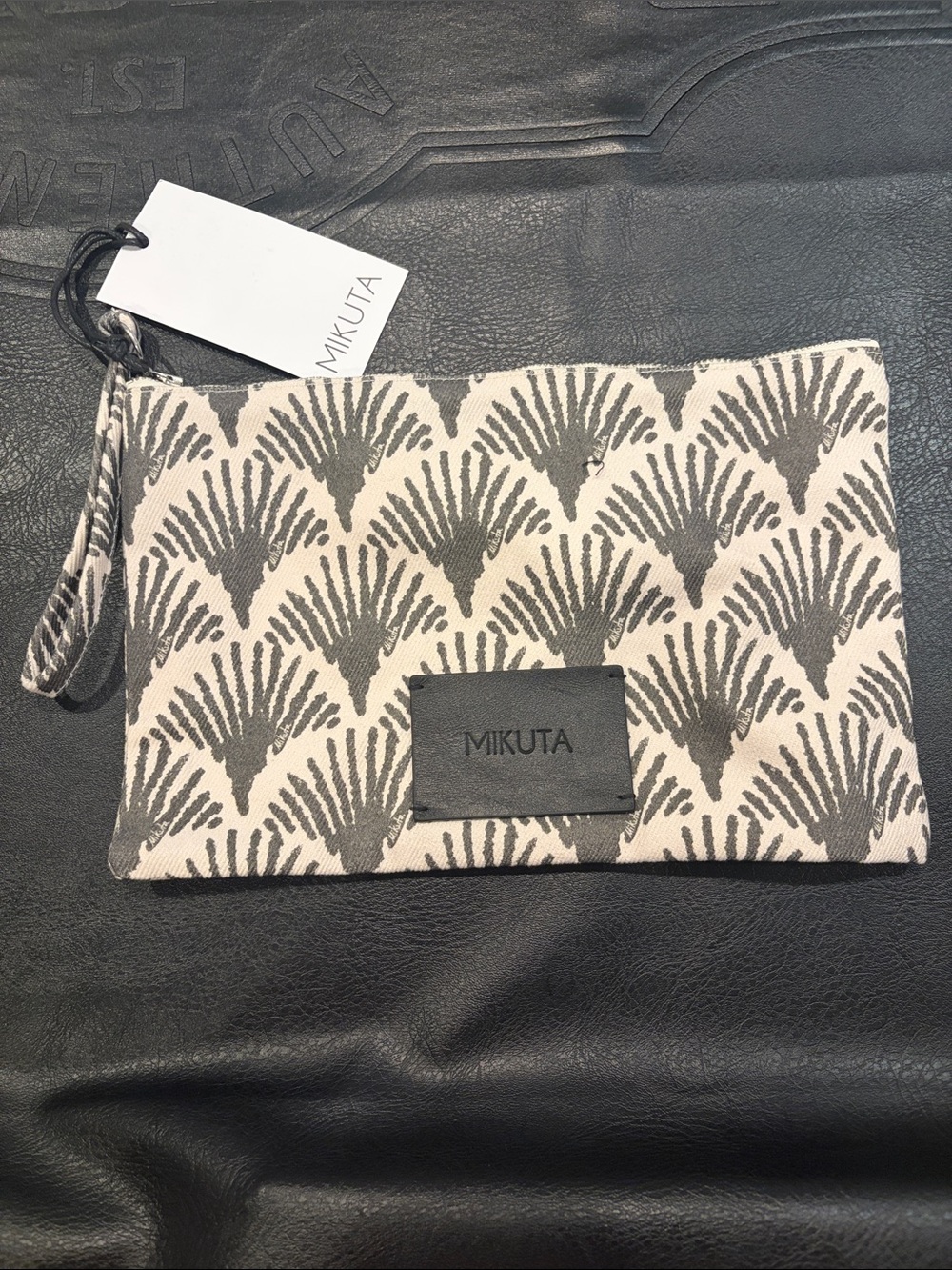 Mikuta Wristlet/ Clutch New With Tag Black & Cream
